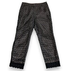 J.Crew‎ Daisy Lace Cropped Pants Black/Nude 10